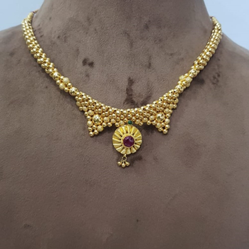 916 Gold Plain Pearl Handmade Necklace SJJGN31 by 